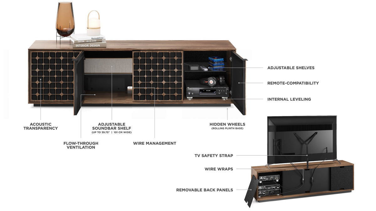 Elements Media & Storage Cabinet w/Rolling Plinth Base
