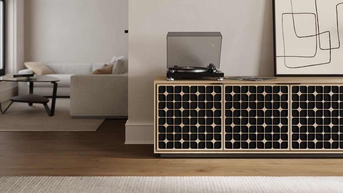 Elements Media & Storage Cabinet w/Rolling Plinth Base