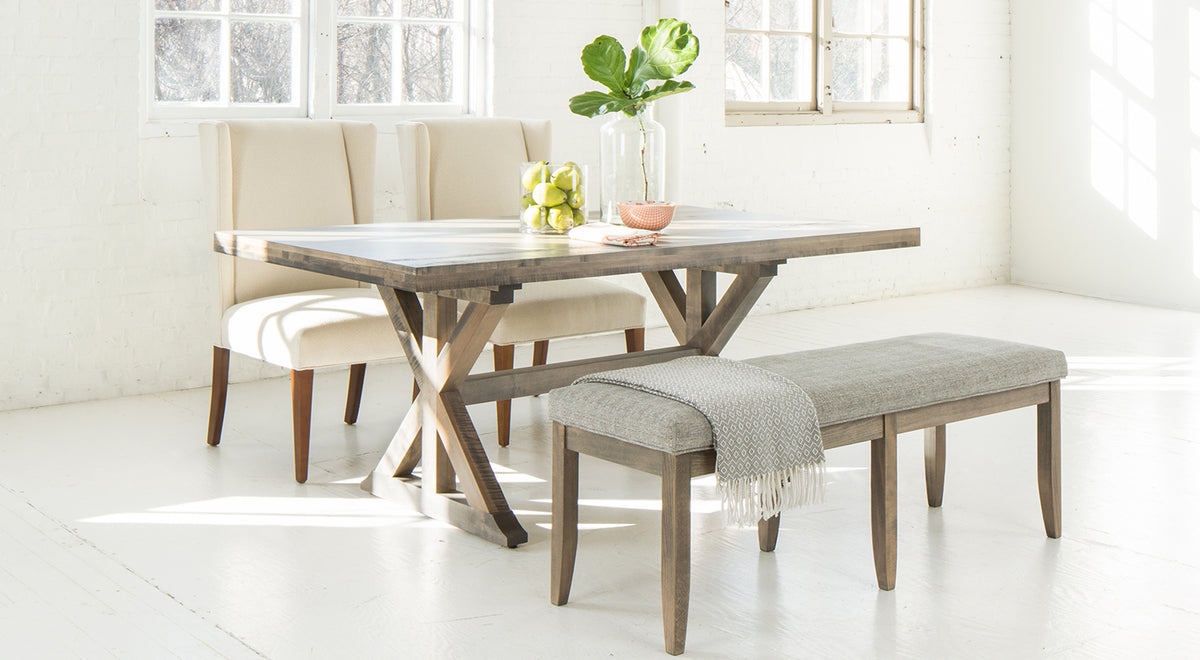 Saber Leg Upholstered Bench
